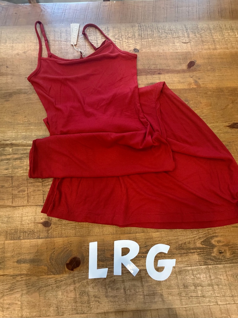 Skims Soft Lounge Rib Mini Slip Dress in Brick Red